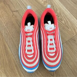 Nike Air Max 97 Shoes Women’s Size 9 Golf Life DJ3180-991 White Red and Blue
